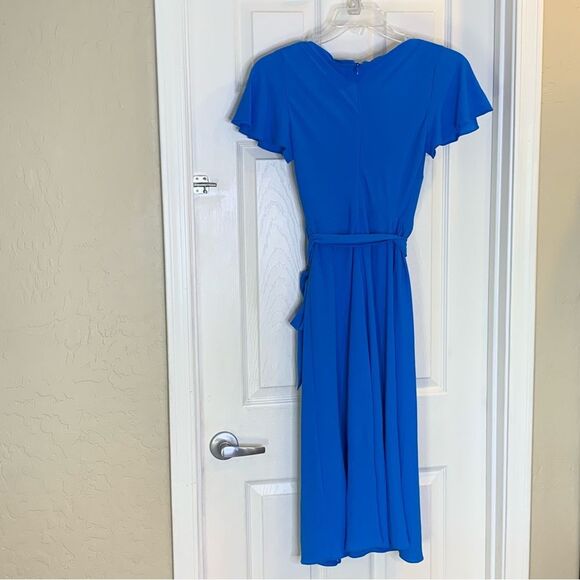 Lauren Ralph Lauren Fit and Flare MIDI Crepe Dress in Tropic Roy Size 2 - Picture 6 of 16